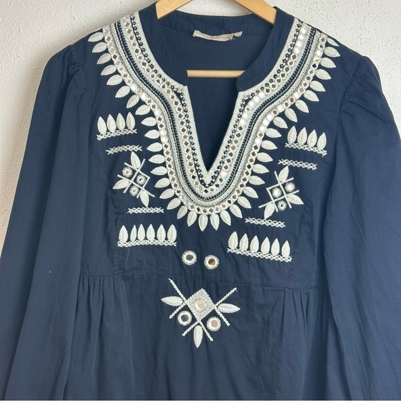 Tory Burch Keegan Embroidered Dress, Navy , Size 8 - Picture 3 of 8